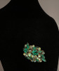 Vintage Emerald Green and AB Rhinestone Brooch Earrings - 6