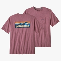 New PATAGONIA Men's Boardshort Logo Pocket Responsibili-Tee : Evening Mauve (Size Medium)