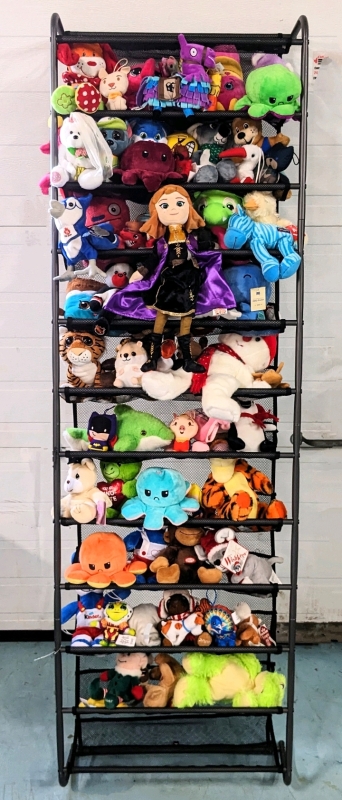 Huge 69" Tall Wall Organizer (Shoe Rack?) with Stuffies Galore