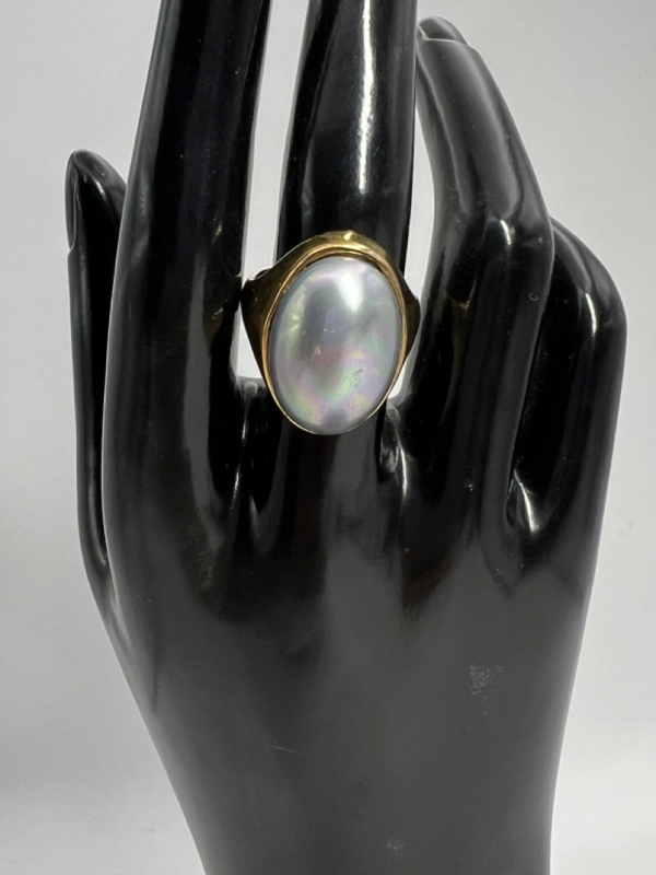 925 Gold over Statement Mabe Pearl Ring WJ