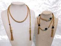 2 Vintage Lariats Gold Tone with Stones