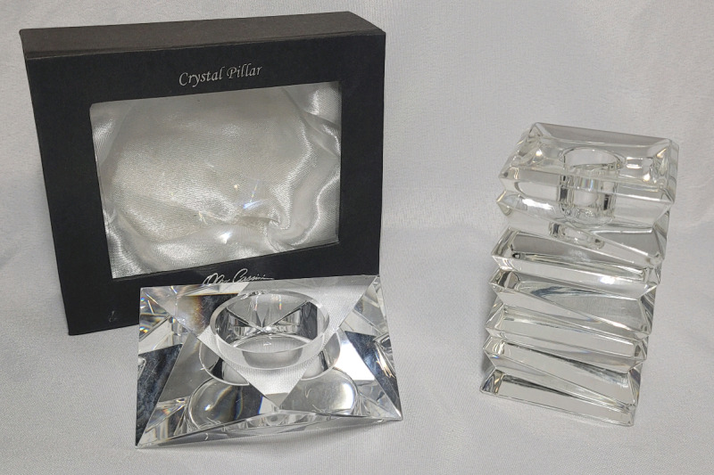 BIRKS Crystal Candle Holder & Oleg Cassini Crystal Votive , Signed