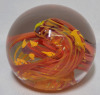 Orange Swirls Glass Paperweight , Artisan Signed & Dated 2001 - 2