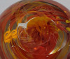 Orange Swirls Glass Paperweight , Artisan Signed & Dated 2001 - 4