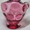 Vintage Cranberry Coin Dot Glass Jug , measures 6" tall - 3