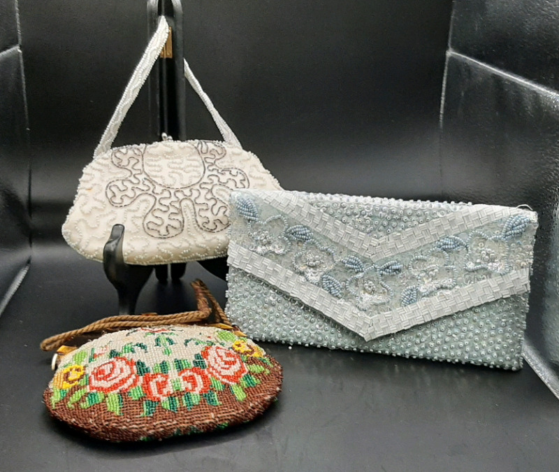 2 Vintage Beaded Bags and 1 Antique