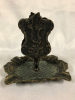 Antique French Bronze Ashtray & Match Holder 5 inch tall