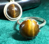 English Sterling Silver Tiger Eye Ring & Pendant