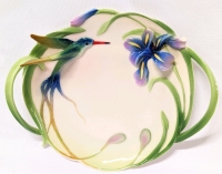 FranzPorcelain Handled Disk with Hummingbird