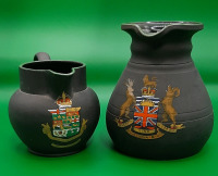 2 Vintage Wedgwood Black Basalt Jugs