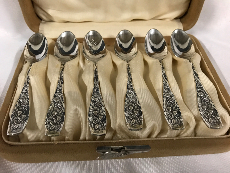 TOWLE Sterling Pomona Demitasse Spoons 1887 Set of 6 in case