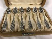 TOWLE Sterling Pomona Demitasse Spoons 1887 Set of 6 in case