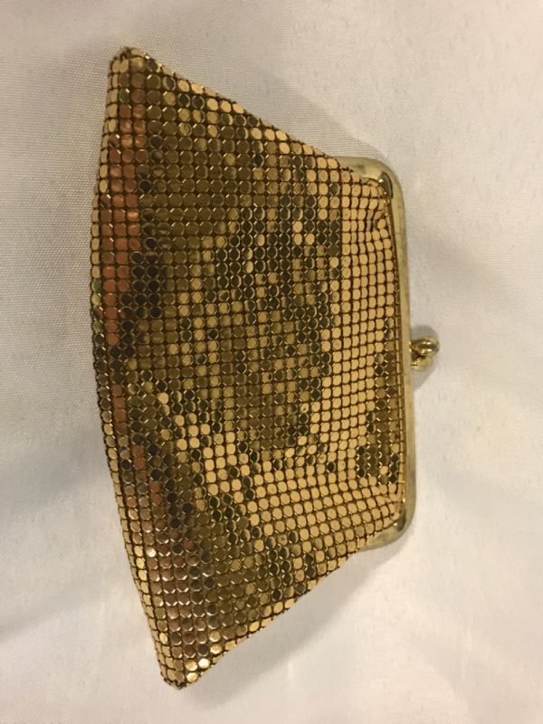 Vintage Whiting & Davis Gold Mesh Change Purse 5.5 inch