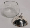 William Hutton Glass Apple Jar w/Silverplate Top & Sterling Silver Adorned Glass Bowl - 3