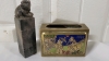 Chinese Carved Stone Seal & Antique Brass / Enamel Matchbox Holder - 2