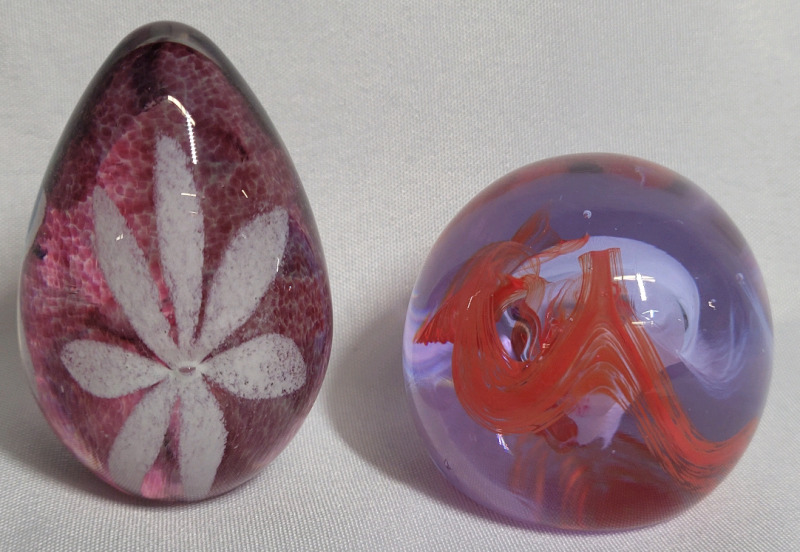 Caithness Glass Paperweight & Glass Eye Studio Paperweight , Both Signed on Bottom