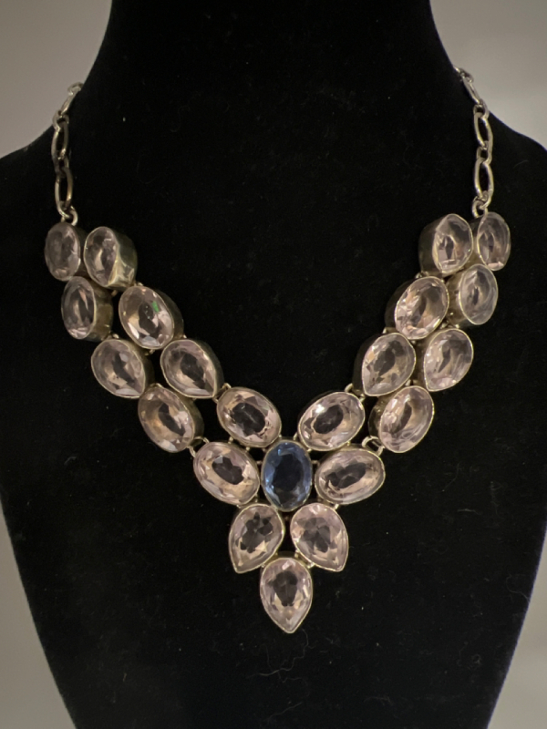 Fantastic Modern Pale Purple & Blue Cubic Zirconia Necklace