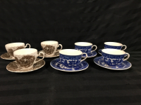 7 Vintage Cups & Saucers Blue Willow & Johnson Bro
