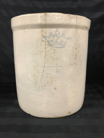 Vintage Stoneware 2 Gal Crock with cracks 11 inches tall
