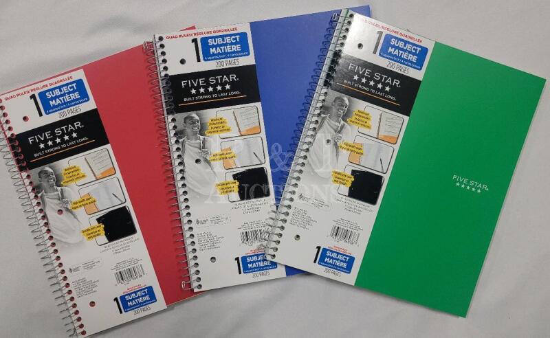 Five Star Quad Ruled 1 Subject 200 Page Note Books , 3 Books - New