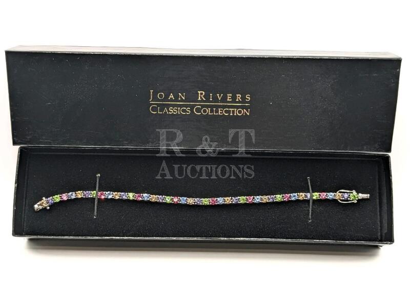 Signed JOAN RIVERS Classics Collection Multicolor Rhinestone Tennis Bracelet w Original Box