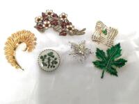6 Vintage Brooches with Shimmer and Shine