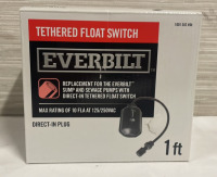 New Everbilt Tethered Float Switch 1 ft