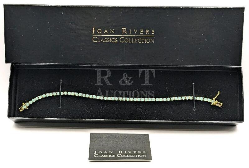 Signed JOAN RIVERS Classics Collection Aqua Rhinestone Tennis Bracelet w Original Box