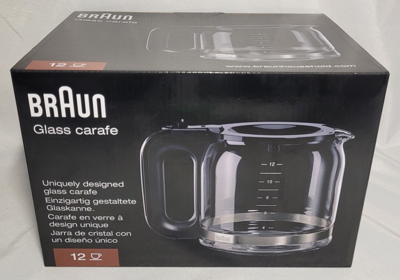 New in Box Braun Glass Carafe Black