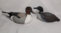 Hand Crafted Mantle Duck Decoys : Pintail Duck & Common Loon , Both Signed
