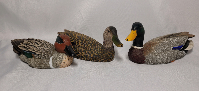 Heritage Decoys Hand Crafted Decoy Ducks by J B Garton - 3 Ducks