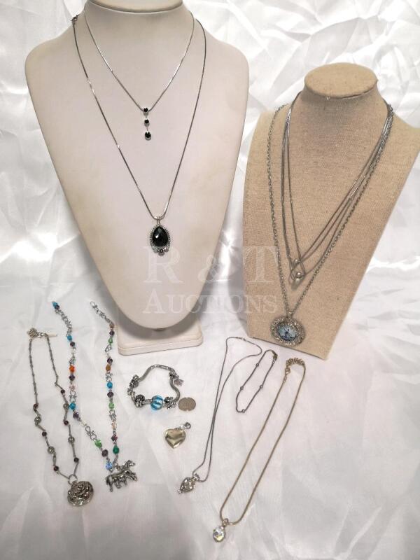 11 Pieces of Jewelry - Necklaces & Charm Bracelet +