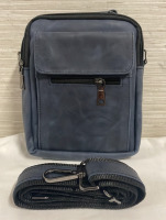 NEW Navy Leather Mail Pouch Styled Bag With Attachable Strap