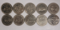 1968 - 1984 Canadian One Dollar Coins , 10 Coins