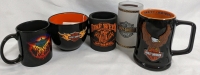 4 Harley-Davidson Mugs and a Beer Coozie