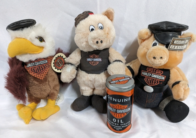 Harley-Davidson Stuffed Animals and Candle.