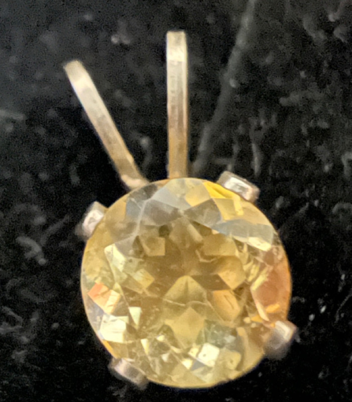 Sterling Silver Demure Citrine Pendant on card