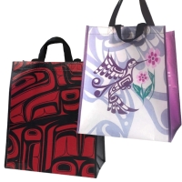 2 New NATIVE NORTHWEST Large Eco Shopping Bags: In Spirit, Hummingbird