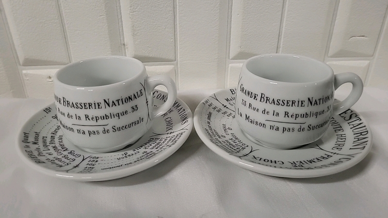 2 Vintage Pillivuyt Grande Brasserie Espresso Cups & Saucers