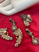 Three pair of Rhinestone Clip On earrings