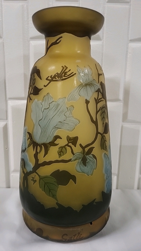 Reproduction Galle Cut Cameo Glass Vase