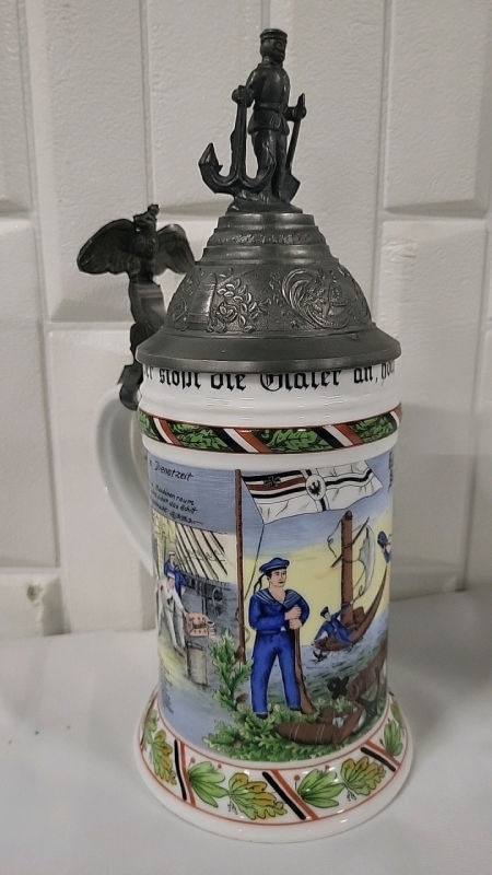 Vintage Kaiser Lidded Stein - German Navy