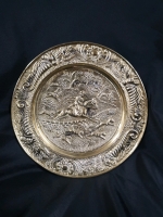 Vintage Brass Wall Plaque - Hunt Scene