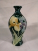 Antique German Majolica Tube Lined Vase with irises