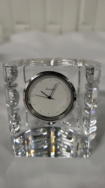 Vintage Baccarat Crystal Equinoxe Desk Clock