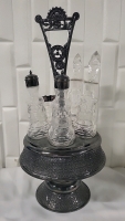 Antique Aesthetic Movement Silverplate Glass Cruet Set
