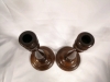 2 Antique Wooden Candlestick Holders - Turned Oak - 4