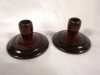 2 Antique Wooden Candlestick Holders - Turned Oak - 6