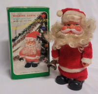 Vintage Walking Santa Claus w/Original Box . Plays 3 different Songs , Untested