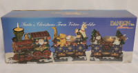 Santa's Christmas Train Tea Light Candle Holder Set in Box